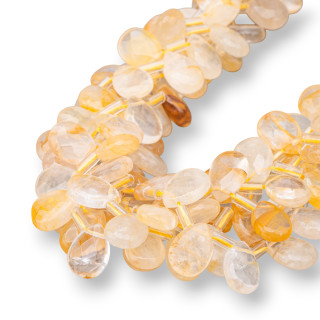 Quartz Hématoïde Jaune Briolette Gouttes Plates Facettes 14x10mm