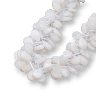 Pierre de Lune Blanche Gouttes Briolette Plate Facette 12x8mm