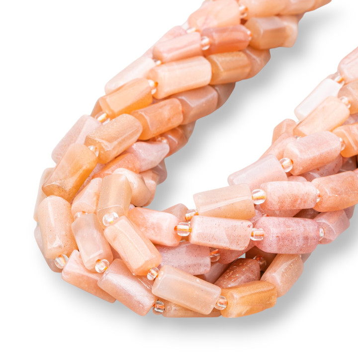 Pink Moonstone Cylinder Irregular Stone 6-8x9-12mm