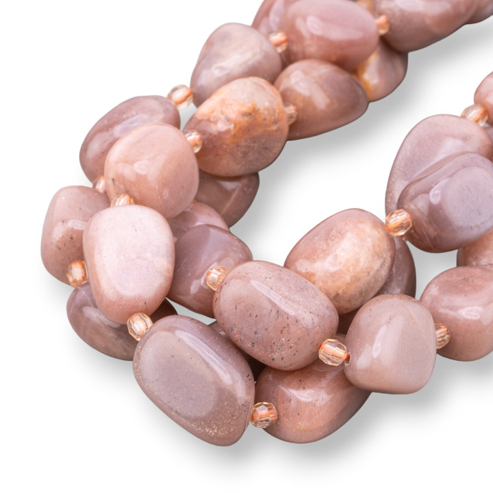 Ροζ Moonstone Tumbled Stone 8-13x13-18mm Σκούρο