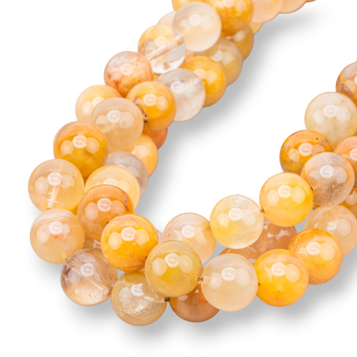 Quartz Rutile Jaune Rond Lisse 12mm