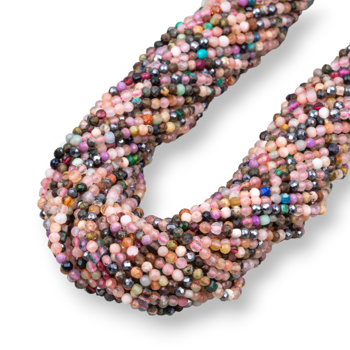 Quarzo Multicolor Perlina Tonda Sfaccettata Diamond Cut 2,0mm