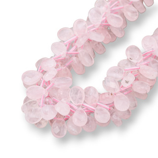Rosenquarz Tropfen Briolette flach facettiert 12x8mm