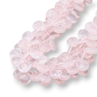 Quartz Rose Gouttes Briolette Plate Facette 14x10mm