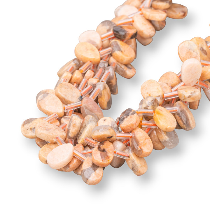 Rodonite Yellow Mix Gotas Briolette Plano Facetado 12x8mm