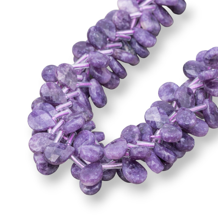 Sugilite Gotas Briolette Plana Facetada 12x8mm