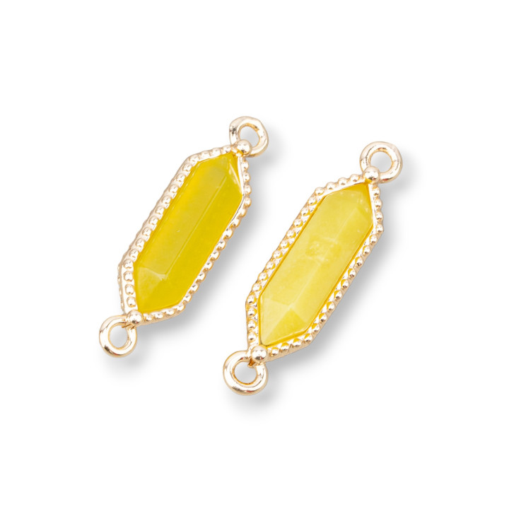 Conector de componente de latón con piedras duras 6x24 mm 10 piezas amarillo dorado