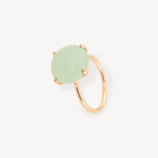 Bronze Ring With Cat's Eye Round Cabochon 15mm Adjustable Size Golden Light Aqua Green