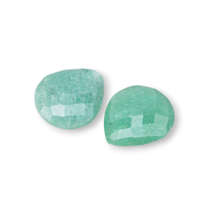 Cabochon A Goccia di Pietre Dure Naturali 16x18mm Spessore 7,5mm 8pz Avventurina Verde