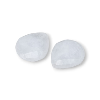 Tropfen-Cabochon aus natürlichen Hartsteinen 16x18mm Dicke 7,5mm 8St Bergkristall