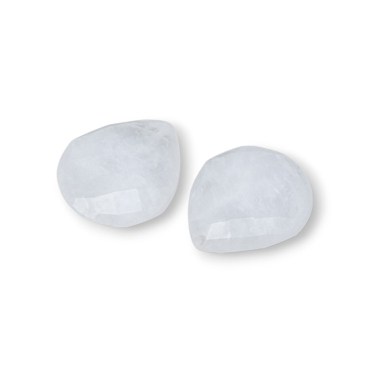 Cabochon A Goccia di Pietre Dure Naturali 16x18mm Spessore 7,5mm 8pz Cristallo Di Rocca