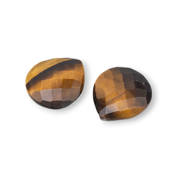 Cabochon A Goccia di Pietre Dure Naturali 16x18mm Spessore 7,5mm 8pz Occhio Di Tigre