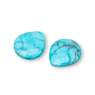 Piedras Duras Naturales Cabujón Gota 16x18mm Espesor 7,5mm 8pcs Turquesa Magnesita