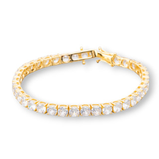 925 Silver Tennis Bracelet With 5.0mm Round Zircon Length 18.5cm White Golden