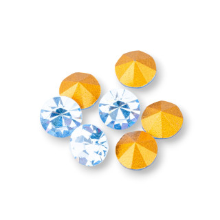 Swarovsky ART. 1100 35SS 7mm GOLD FOILED LIGHT SAFFIRE 18pz