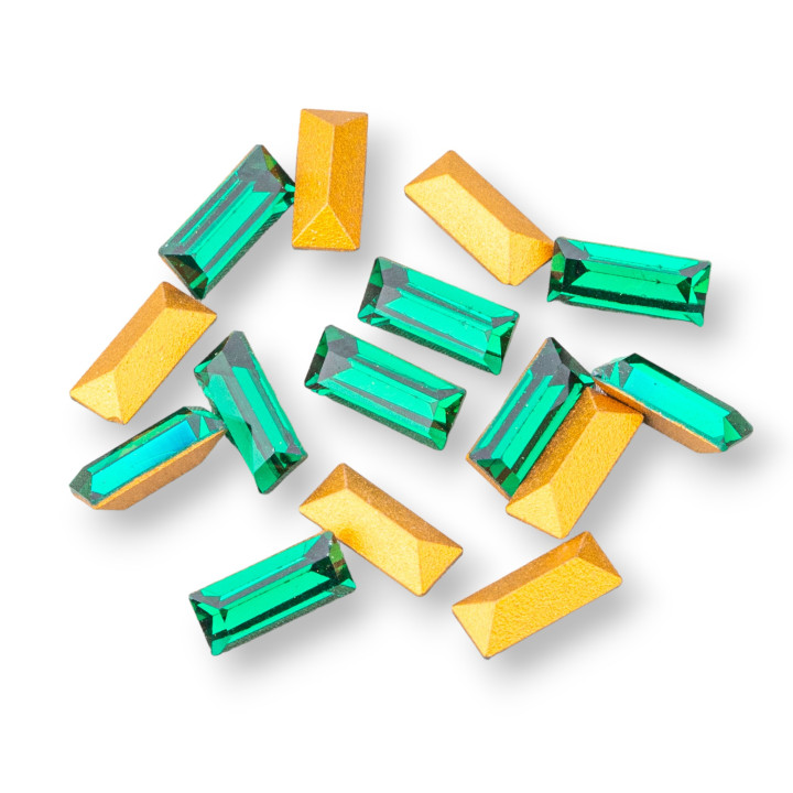 Swarovsky Rectangle ART. 4501 7x3mm ΧΡΥΣΟ ΦΥΛΩΜΕΝΟ Σμαραγδένιο 16τεμ