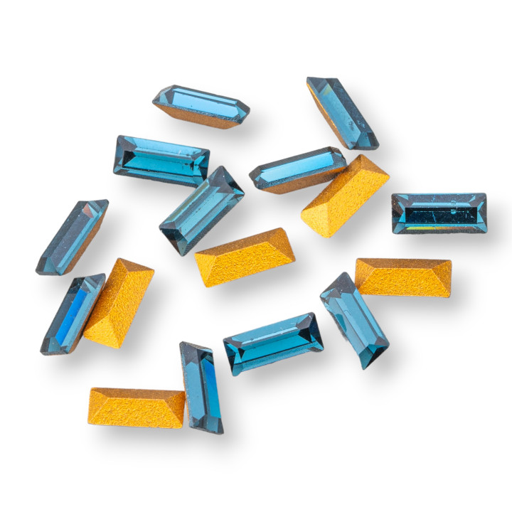 Swarovski rectangle ART. 4501 7x3mm DORÉ FOILÉ Montana 16pcs