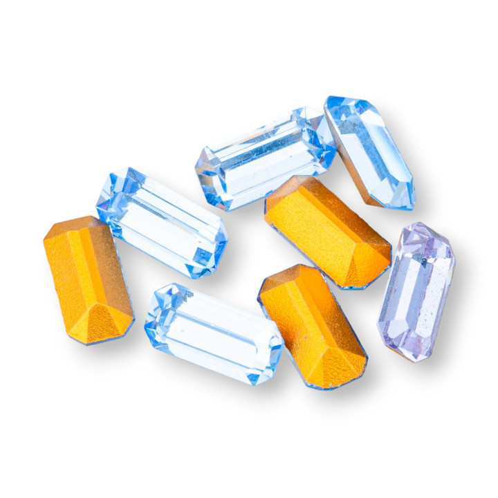 Swarovsky Rectangle Octagon ART. 4600 10x5mm GOLD FOILED Light Sapphire 8pz