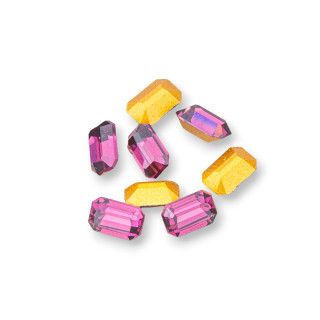 Swarovsky Rechteck Achteck ART. 4600 6x4mm GOLDFOLIERT Amethyst 8St