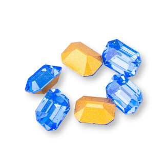 Swarovsky Rectangle Octagon ART. 4600 8x6mm GOLD FOILED Sapphire 6pz