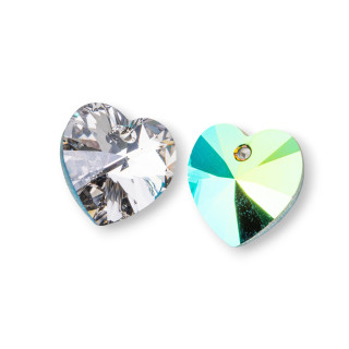 Swarovsky XILION Pendente Cuore ART. 6228 14,4x14mm Crystal + Scarabeus Green 4pz
