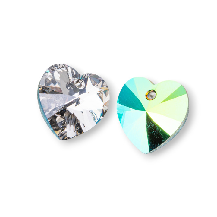 Swarovsky XILION Pendente Cuore ART. 6228 14,4x14mm Crystal + Scarabeus Green 4pz