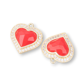 Componente Colgante De Bronce Con Ojo De Gato Corazón 18mm Con 1 Anillo 6 Piezas Chapado En Oro Rojo