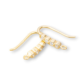 Boucles d'Oreilles Argent 925 Crochet 4 Points Lumineux 3x17mm 4 Paires Doré