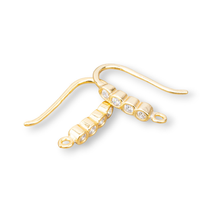 Orecchini A Monachella Di Argento 925 Con 4 Punti Luce 3x17mm 4 Coppie Dorato