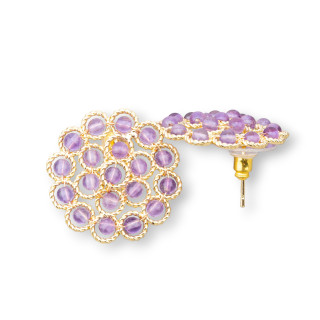 Bronzene Ohrstecker mit 24 mm großen Amethystperlen