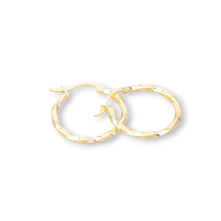Orecchini Perno Di Argento 925 Con Cerchietto Twist 26mm 1 Coppia Dorato