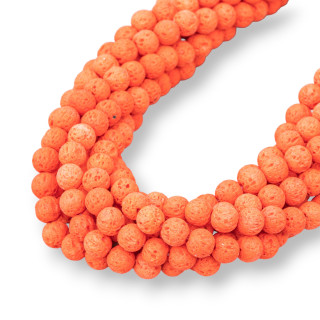 Pietra Lavica Vari Colori Tondo Liscio  6mm Arancio