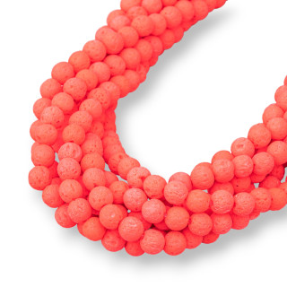 Piedra Lava Varios Colores Liso Redondo 06mm Naranja Intenso