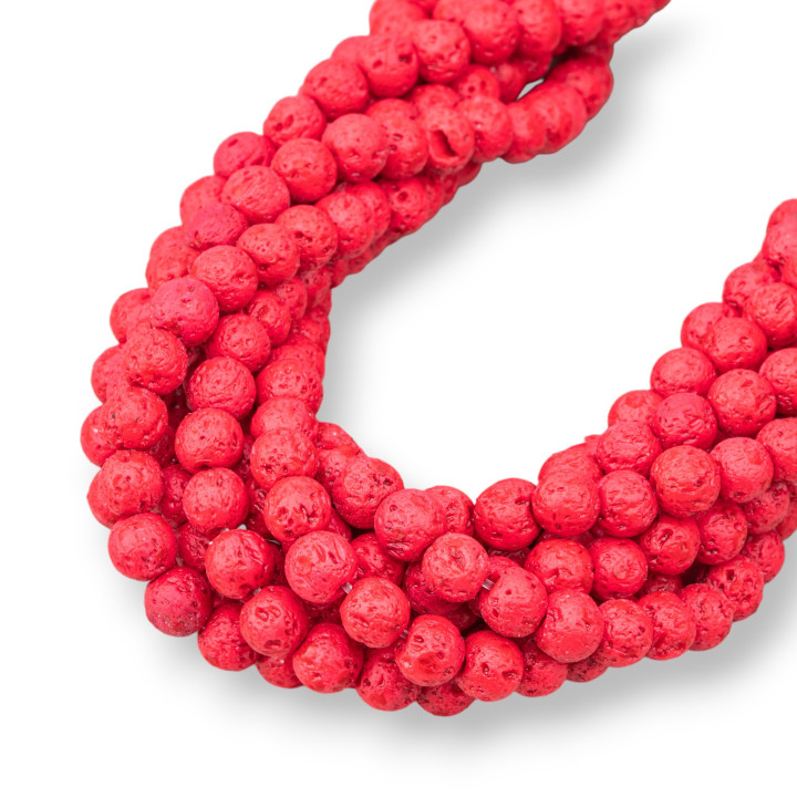 Lavastein, verschiedene Farben, glatt, rund, 06 mm, Rot