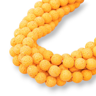 Lavastein, verschiedene Farben, glatt, rund, 08 mm, Orange