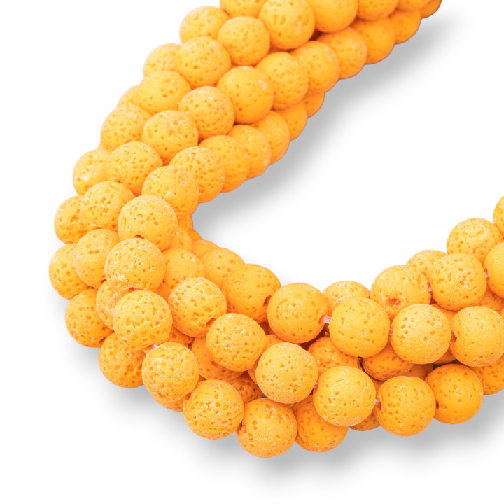 Pietra Lavica Vari Colori Tondo Liscio  8mm Arancio