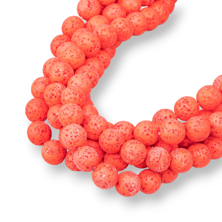 Pietra Lavica Vari Colori Tondo Liscio  8mm Arancio Intenso