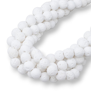 Piedra Lava Varios Colores Redondo Liso 08mm Blanco