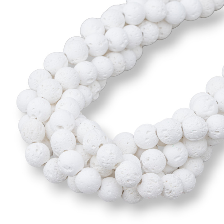 Pietra Lavica Vari Colori Tondo Liscio  8mm Bianco