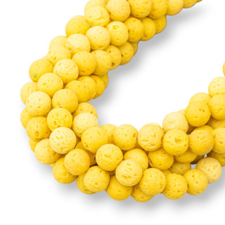Pietra Lavica Vari Colori Tondo Liscio  8mm Giallo