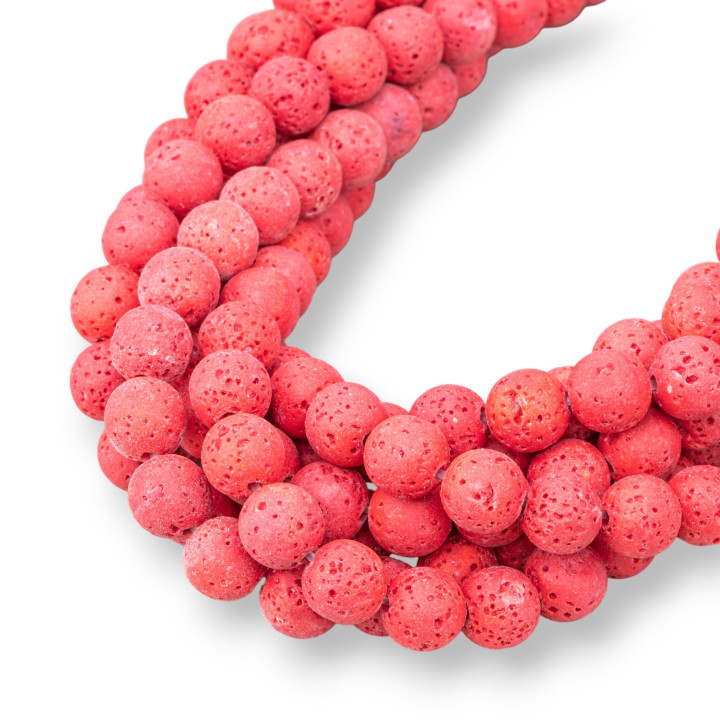 Lavastein, verschiedene Farben, glatt, rund, 08 mm, Rot