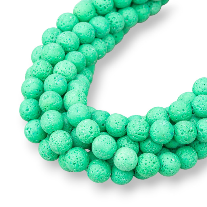 Pietra Lavica Vari Colori Tondo Liscio  8mm Verde Chiaro