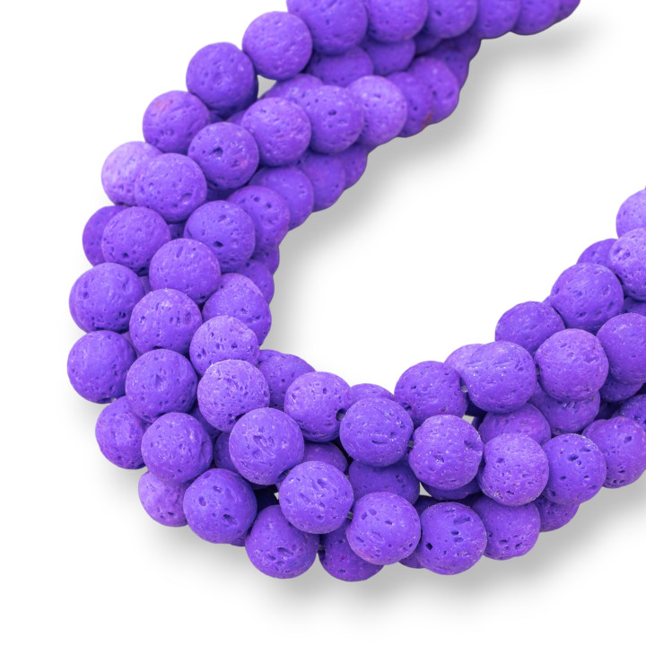 Pierre de Lave Diverses Couleurs Lisse Ronde 08mm Violet