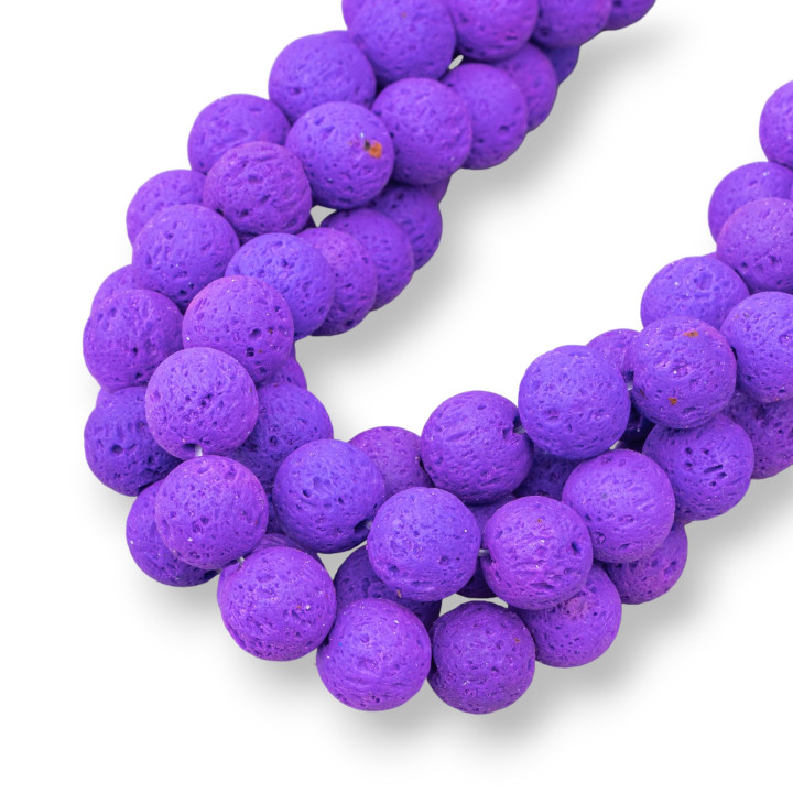 Pierre de Lave Diverses Couleurs Lisse Ronde 10mm Violet