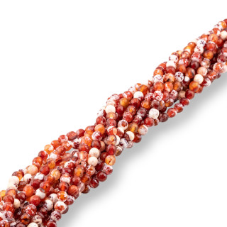 Agata Fuoco Rossa Perlina Tonda Sfaccettata 4mm