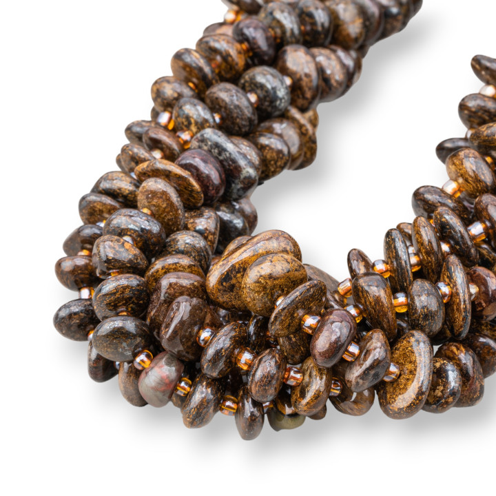 Bronzit-Rondelle, unregelmäßiger Trommelstein, 8–13 mm