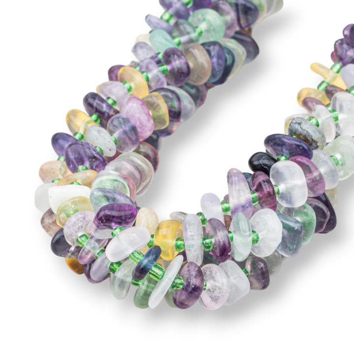 Green Fluorite Rondelle Tumbled Irregular Stone 8-13mm