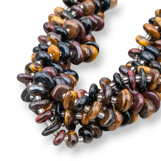 Tiger's Eye Rondelle Irregular Tumbled Stone 8-13mm
