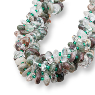 Geisterquarz-Rondelle, unregelmäßiger Trommelstein, 8–13 mm