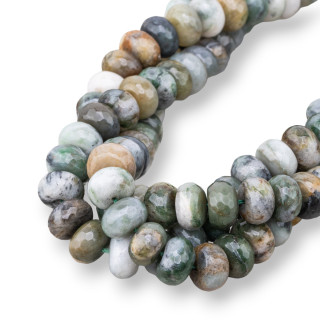 Agate Mousse Rondelle Facette 12x8mm